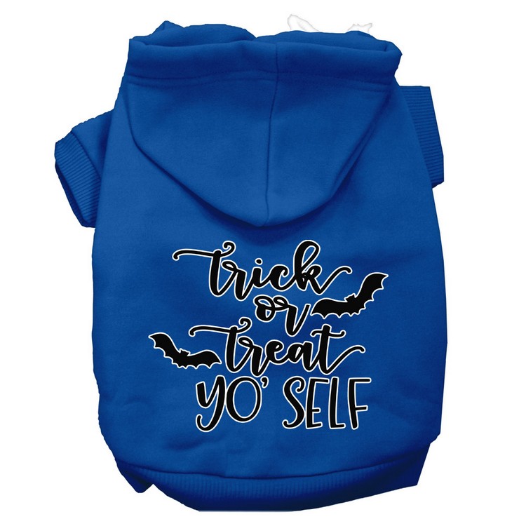 Trick or Treat Yo' Self Screen Print Dog Hoodie Blue XS